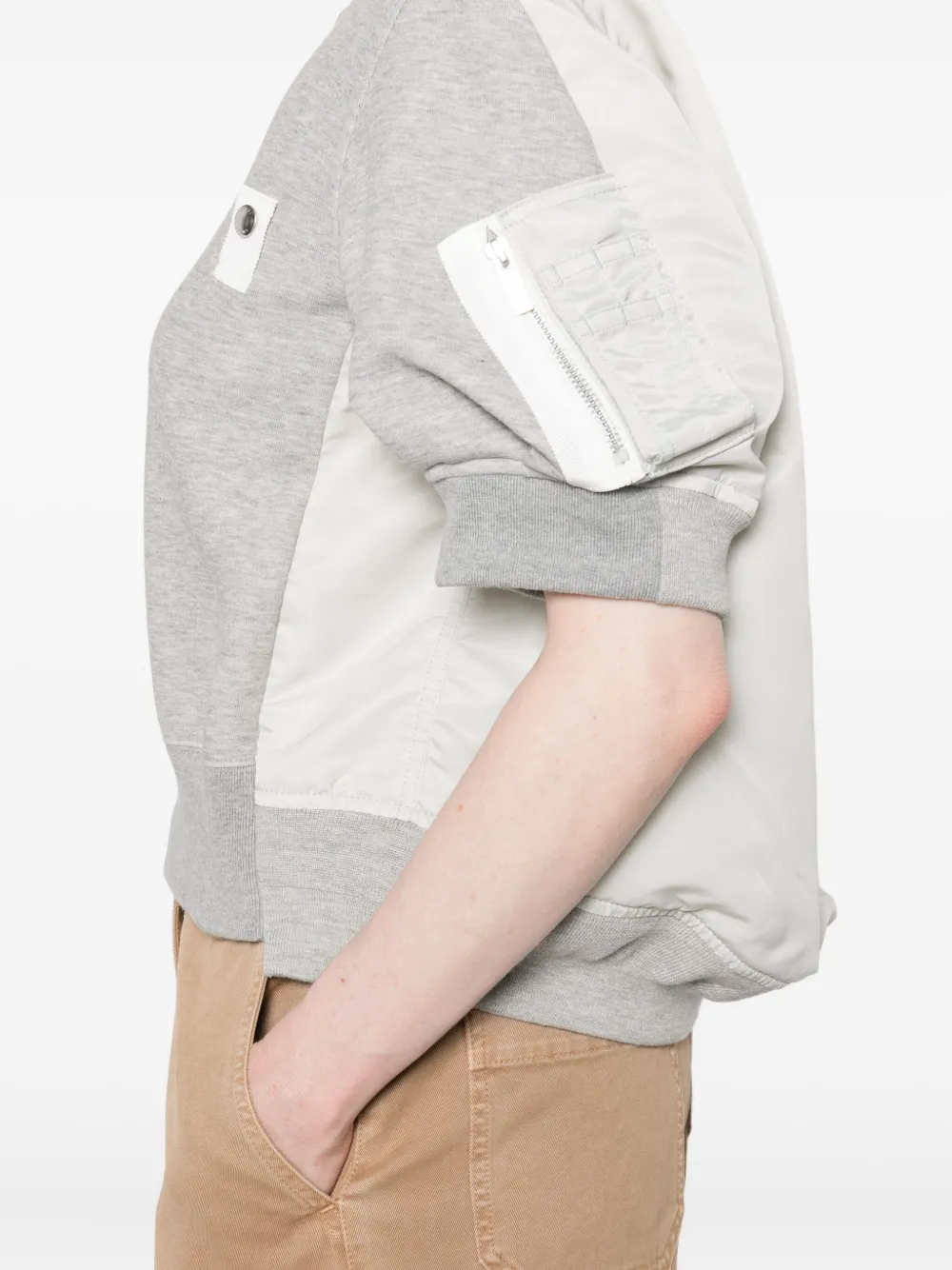Sacai Panelled Zip-fastening Sweatshirt In Gray