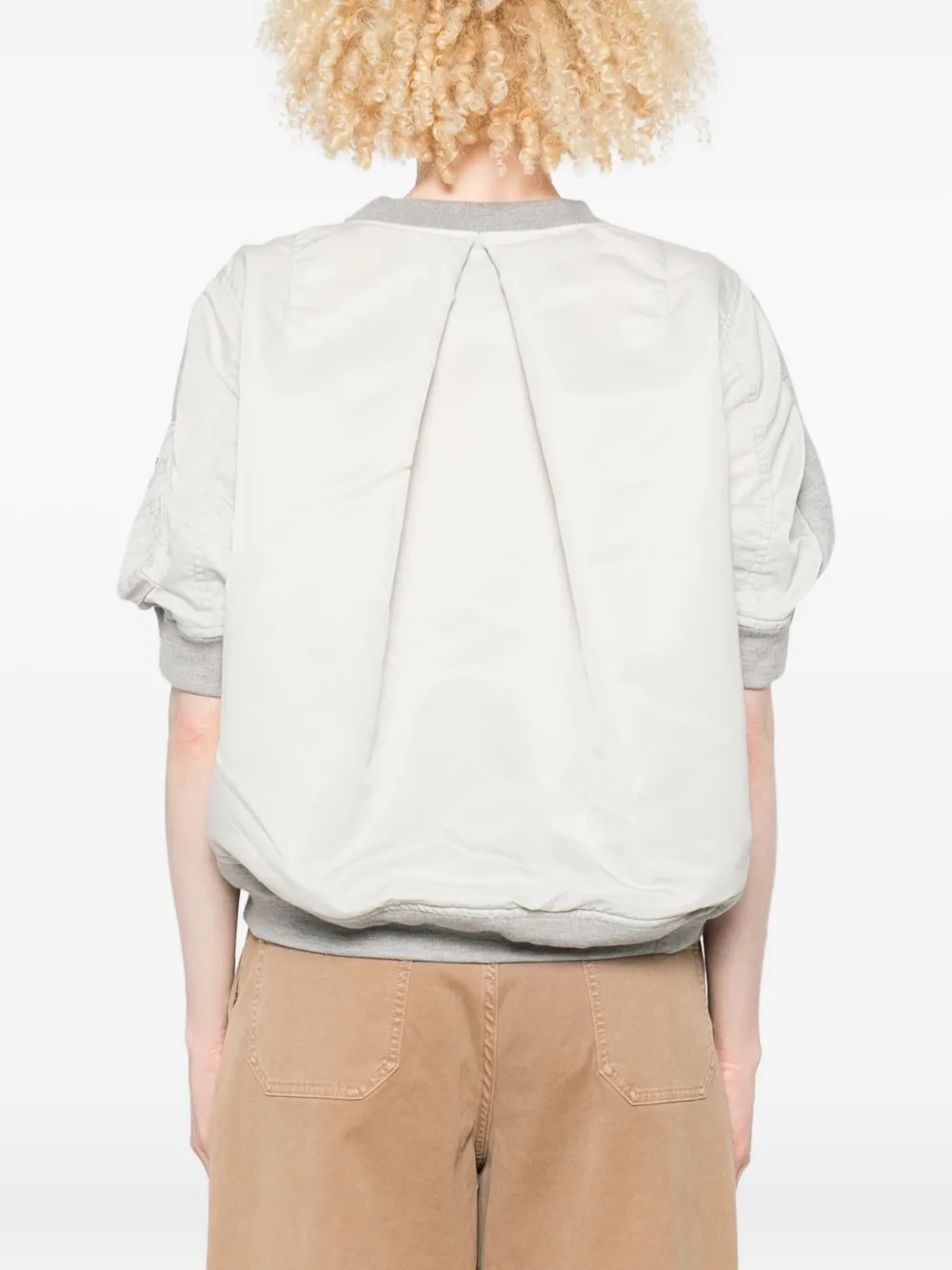 Sacai Panelled Zip-fastening Sweatshirt In Gray