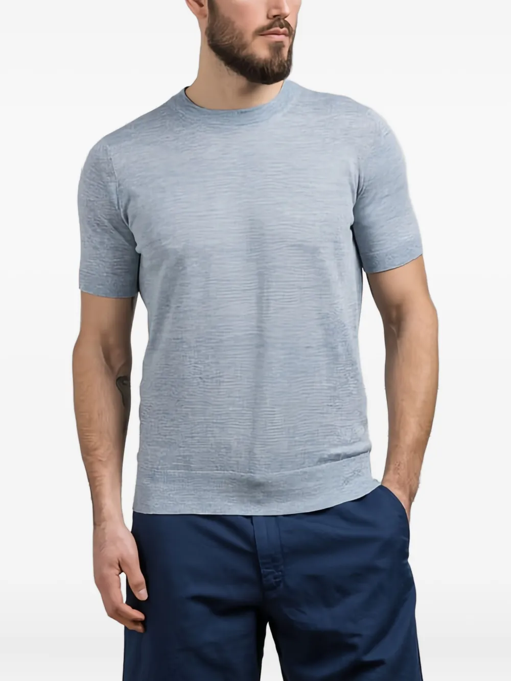 Brunello Cucinelli Trui met ronde hals en korte mouwen Blauw
