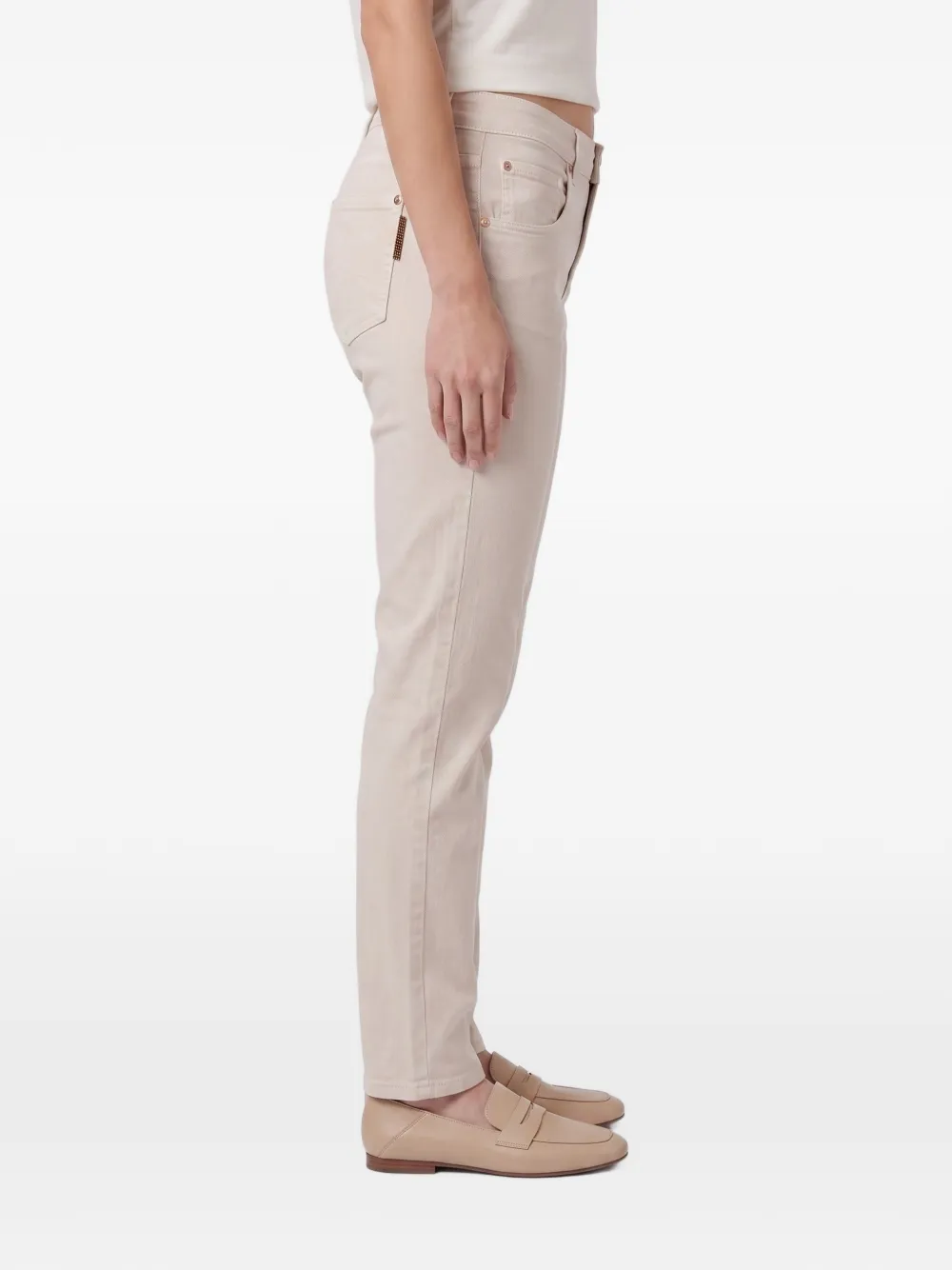 Brunello Cucinelli Monili jeans verfraaid met ketting Beige