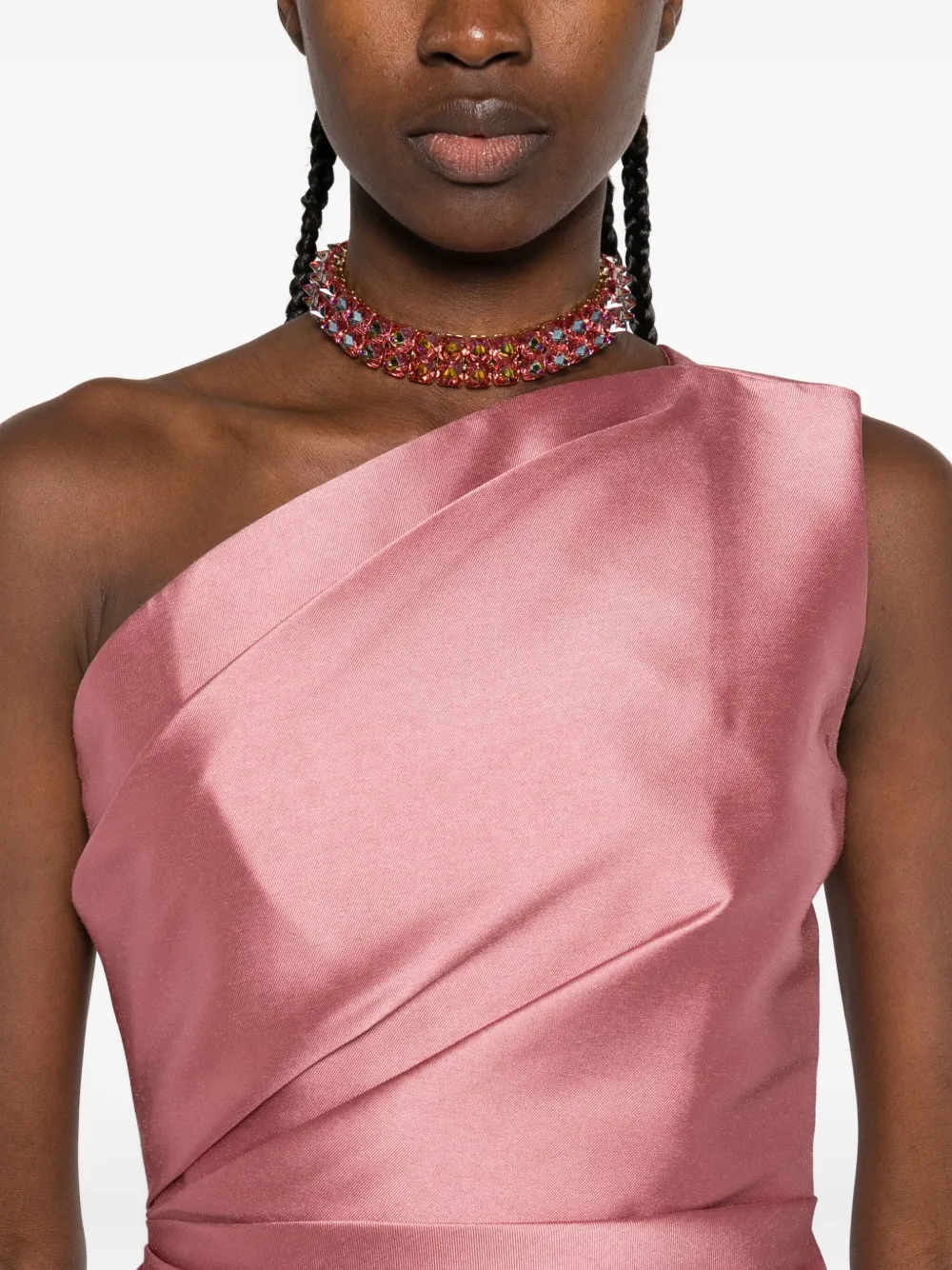 Solace London Kira one-shoulder maxi dress Roze