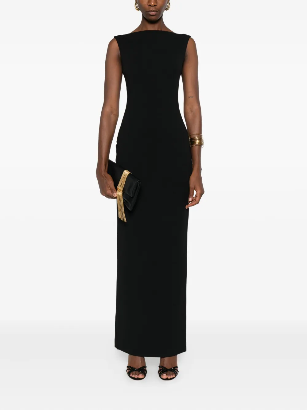 Solace London Imogen boat-neck maxi dress - Zwart