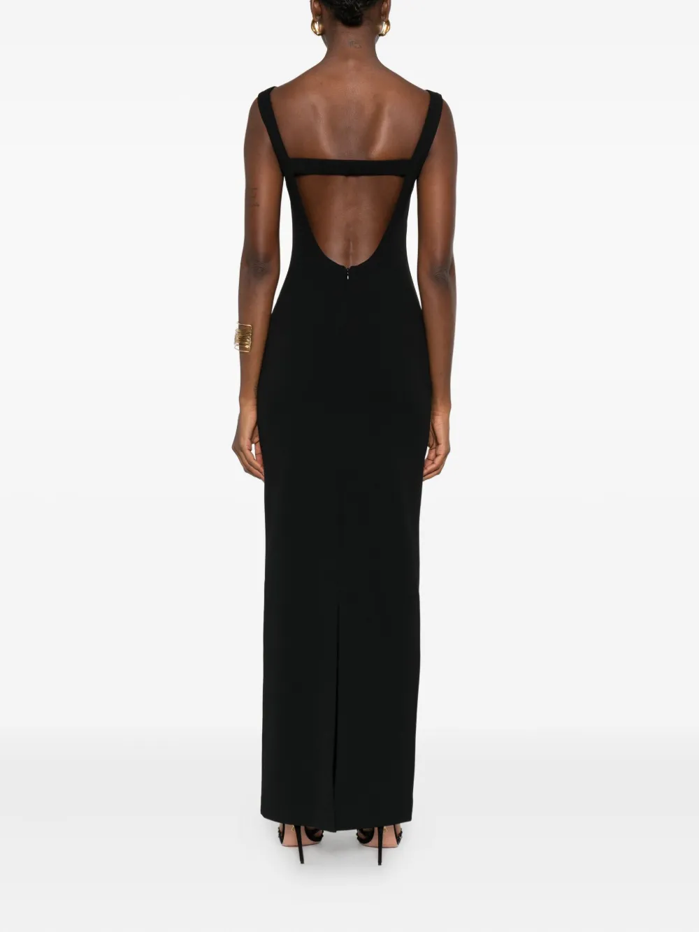 Solace London Imogen Boat-neck Maxi Dress In Black
