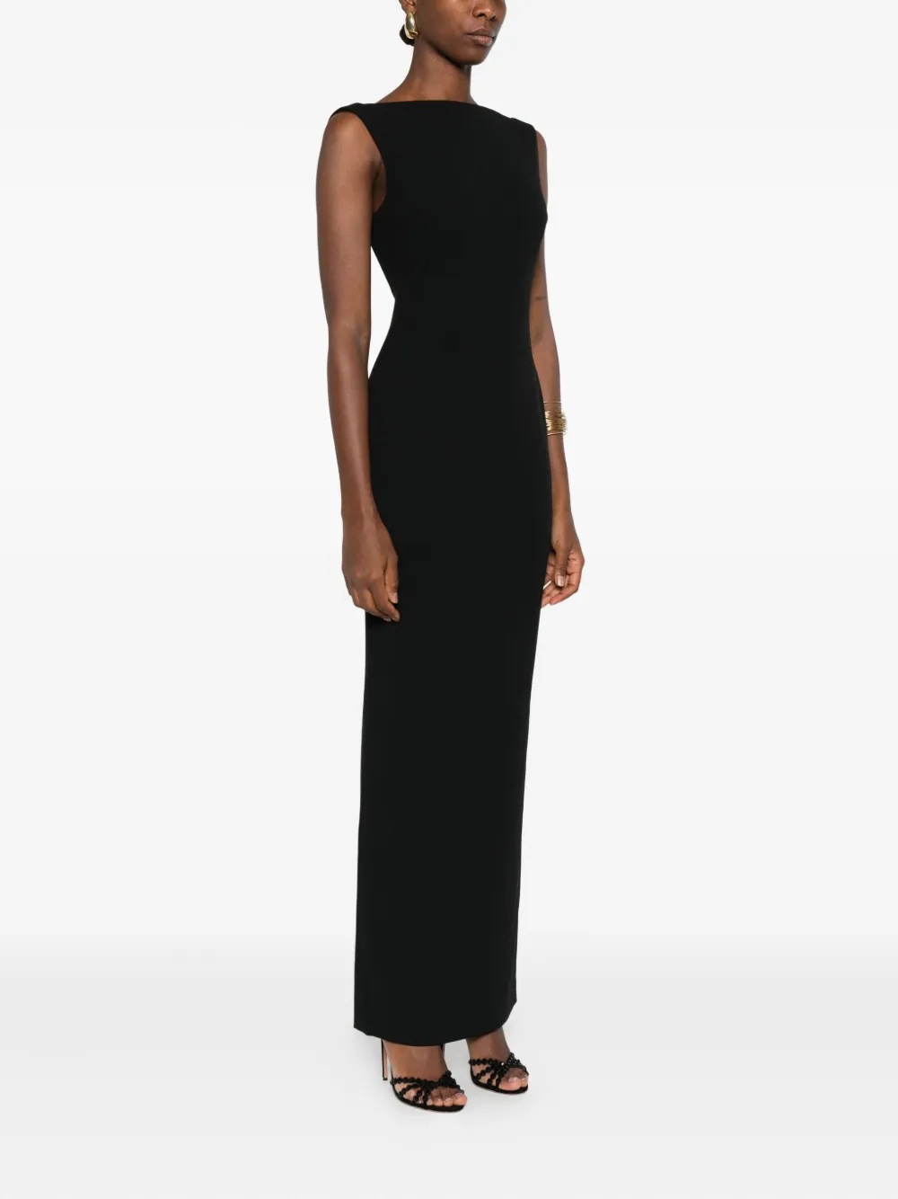 Solace London Imogen Boat-neck Maxi Dress In Black