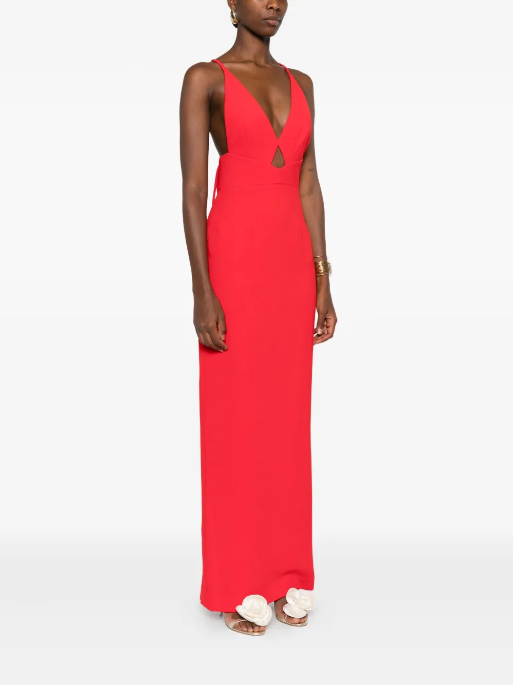 Solace London Milly cross-back maxi dress Rood