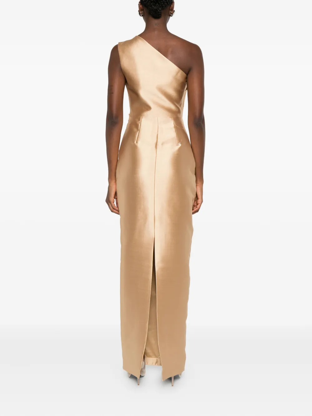 Solace London Kira one-shoulder maxi dress Goud