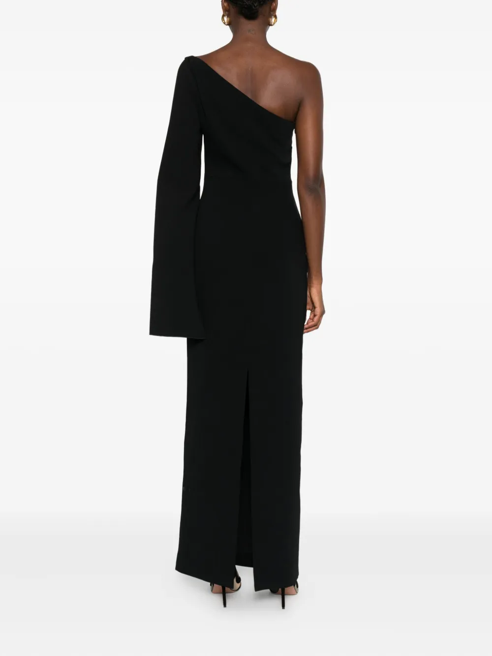 Solace London Alina one-shoulder maxi dress Zwart