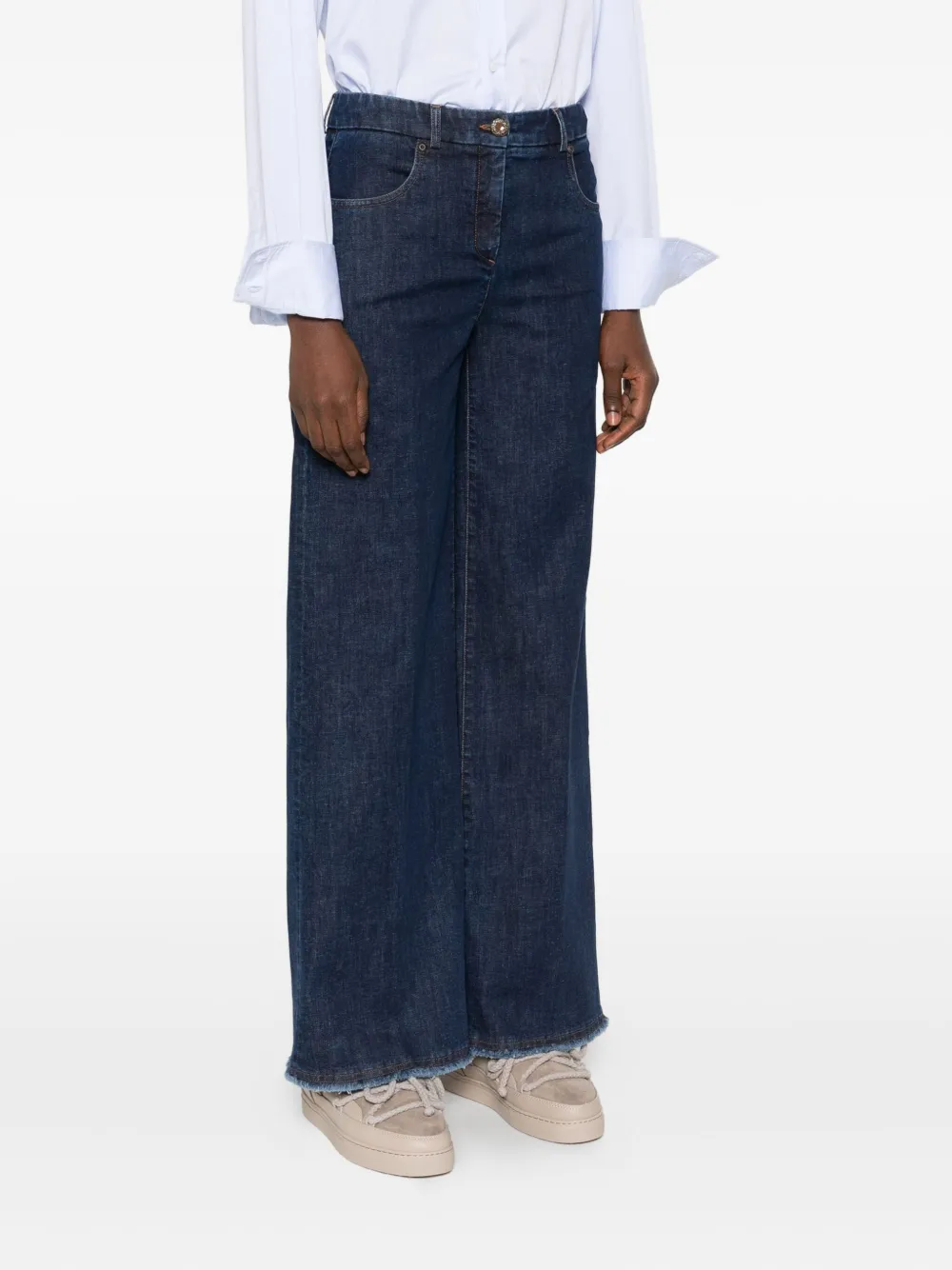  Via Masini 80 Frayed-hem Jeans - Blue 