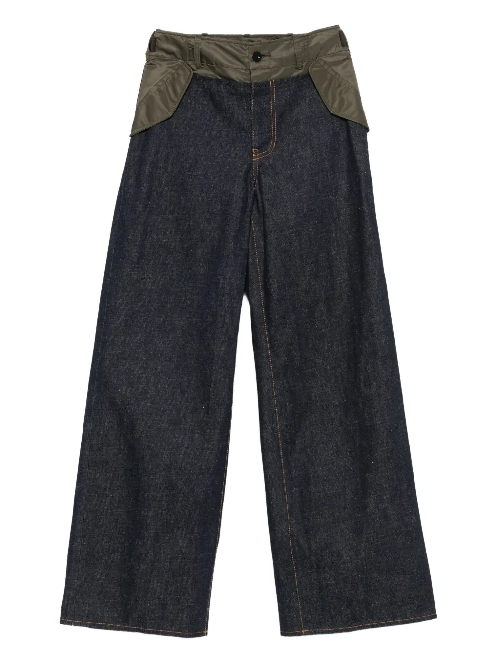 panelled cotton jeans
