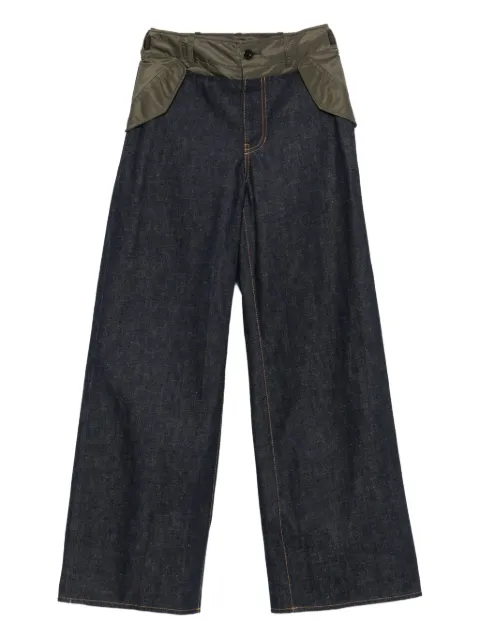 sacai panelled cotton jeans