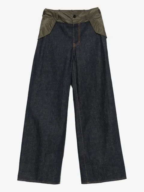 sacai panelled cotton jeans