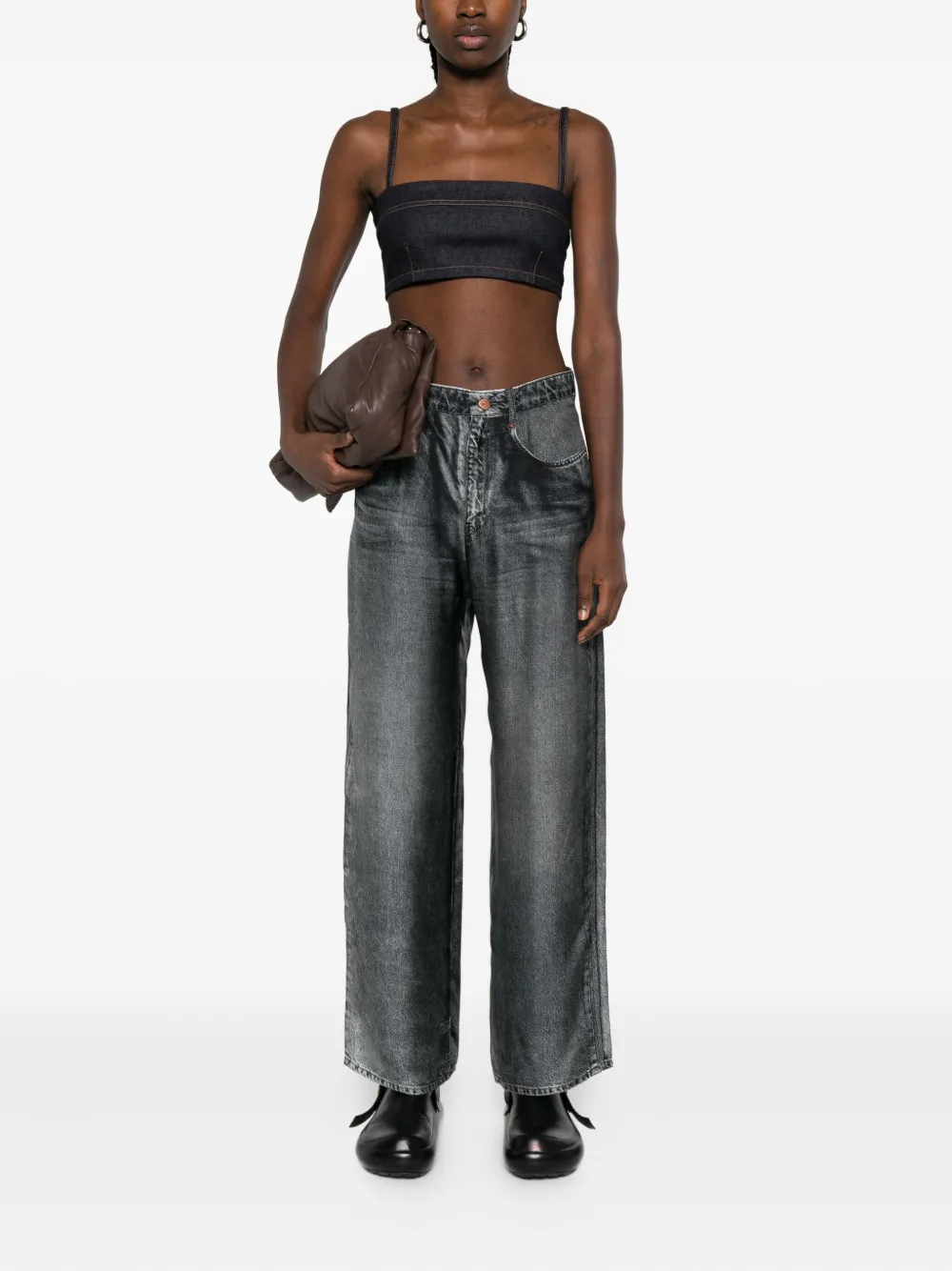 Pierre-Louis Mascia Aloe wide-leg silk trousers - Zwart