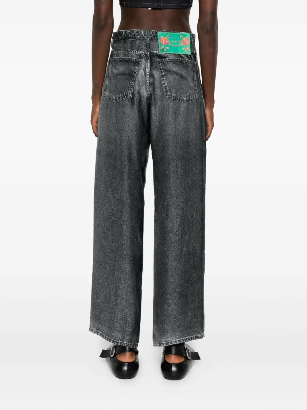 Pierre-Louis Mascia Aloe wide-leg silk trousers Zwart