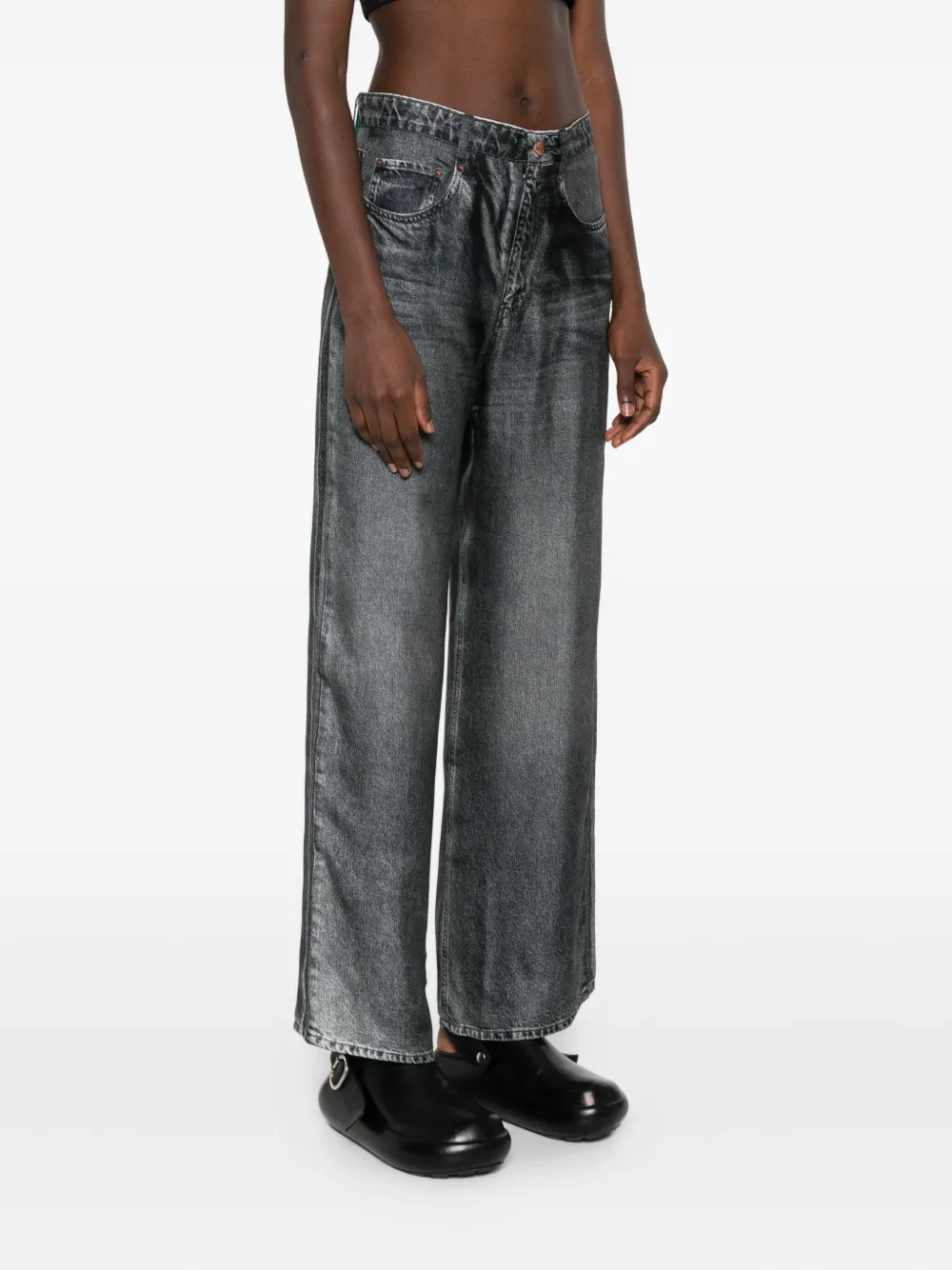Pierre-Louis Mascia Aloe wide-leg silk trousers Zwart