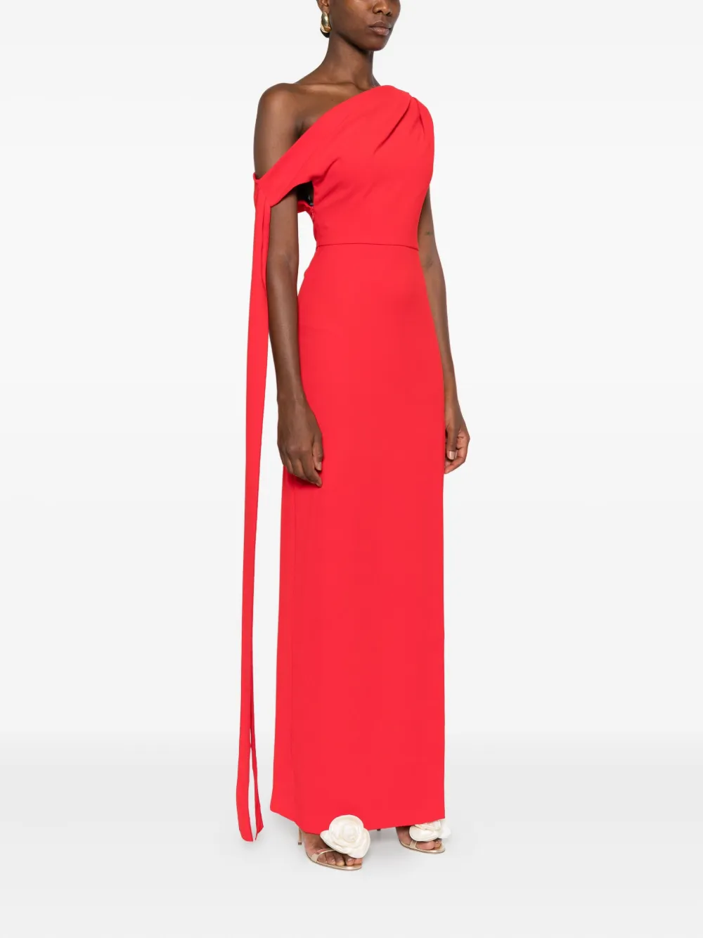 Solace London Irina one-shoulder maxi dress Rood