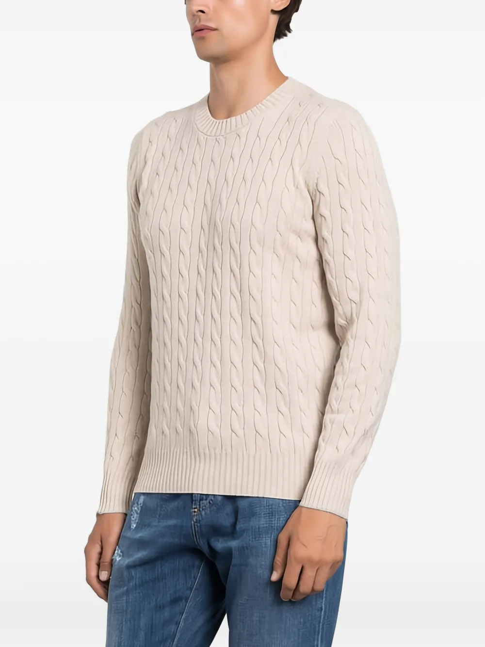 Brunello Cucinelli Kabelgebreide trui Beige