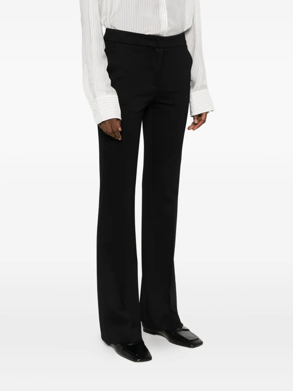 Via Masini 80 Side-pocket Flared Trousers In Black