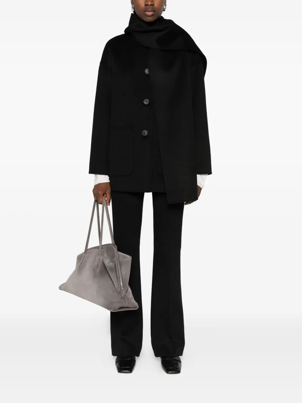 Via Masini 80 Flared broek met zijzak - Zwart