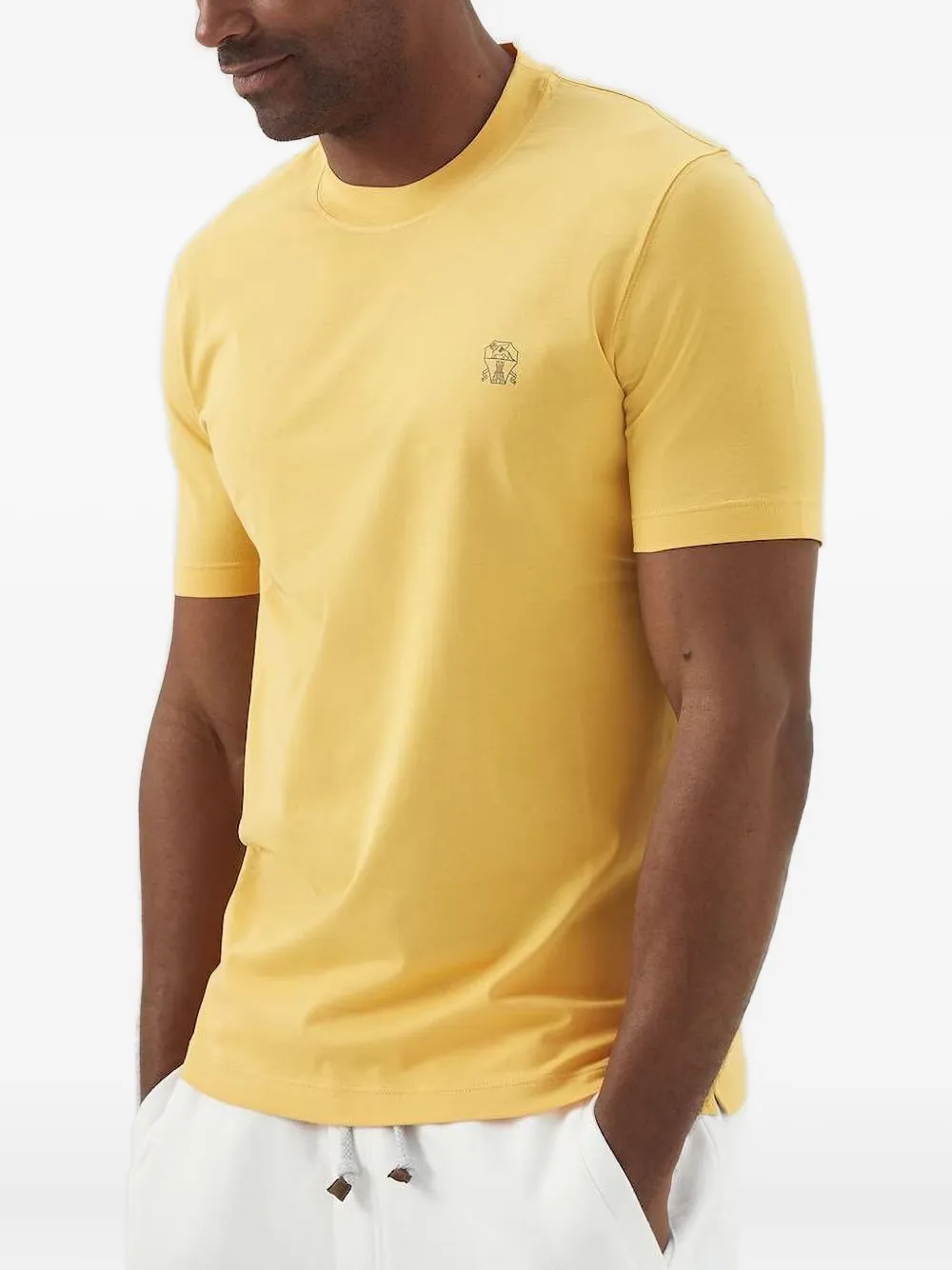 Brunello Cucinelli Katoenen T-shirt met geborduurd logo Geel