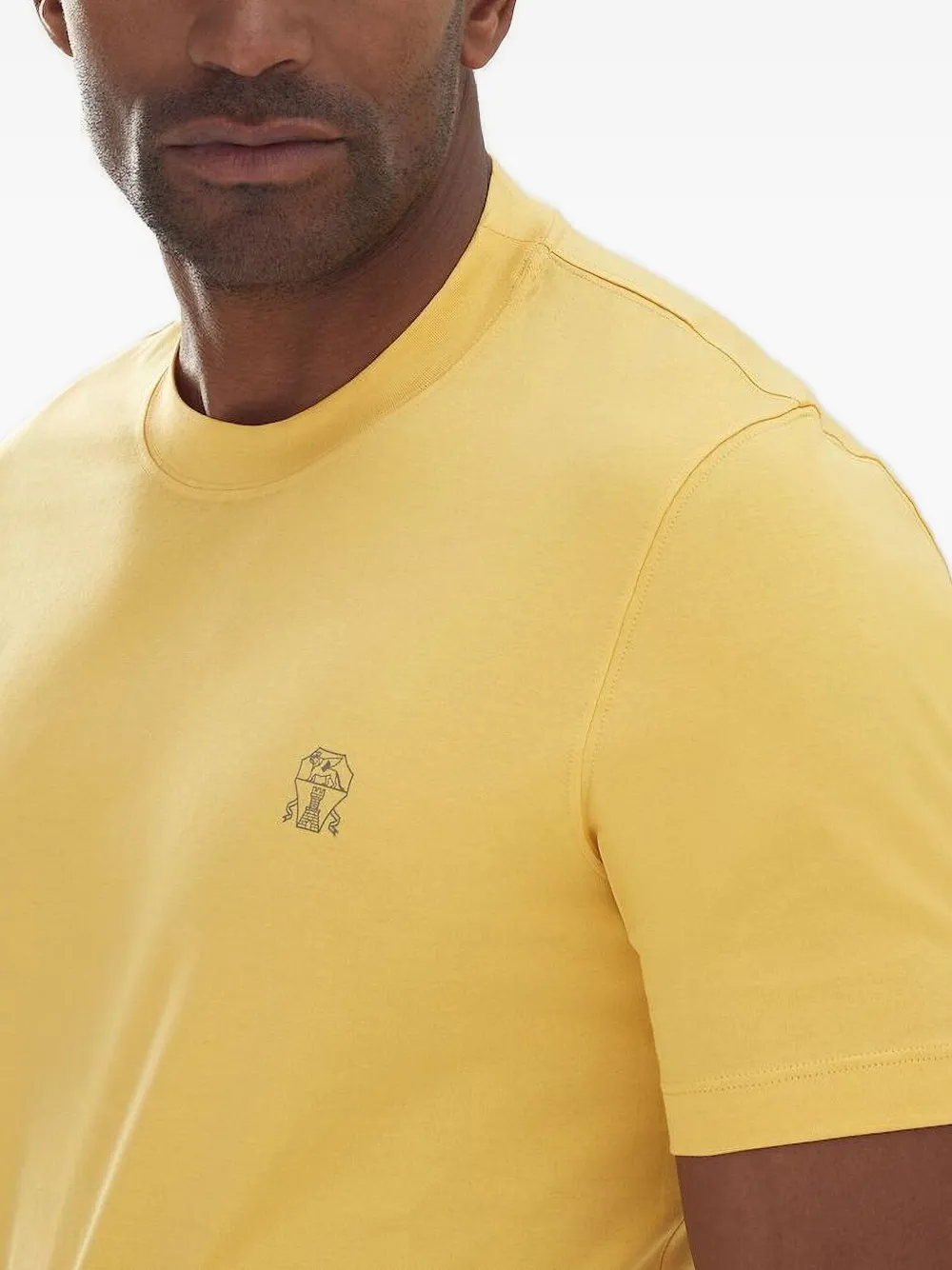 Brunello Cucinelli Katoenen T-shirt met geborduurd logo Geel