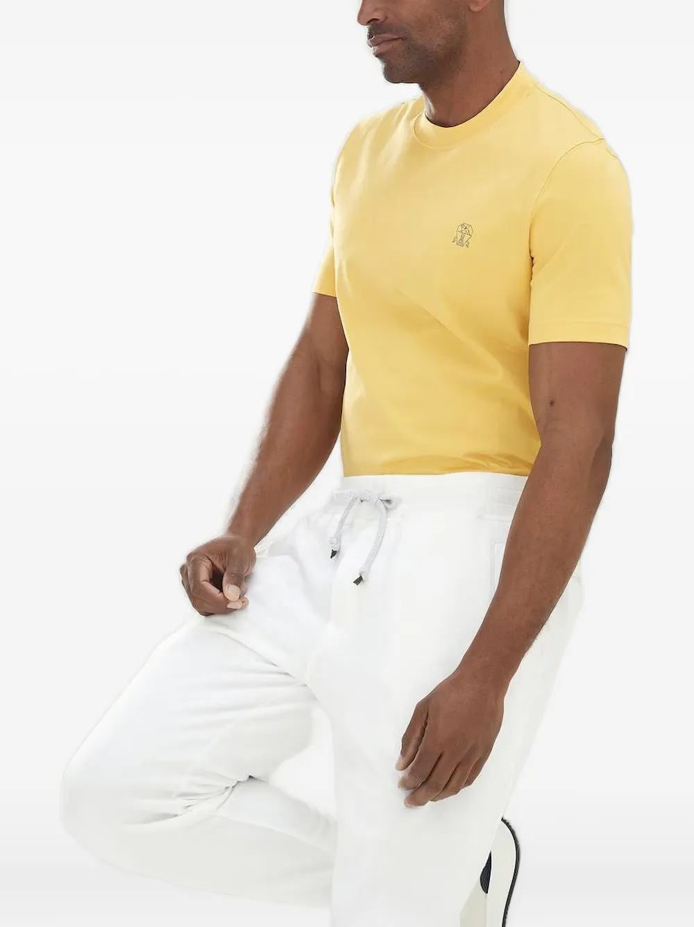 Brunello Cucinelli Katoenen T-shirt met geborduurd logo Geel