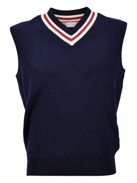Brunello Cucinelli ribbed V-neck wool vest
