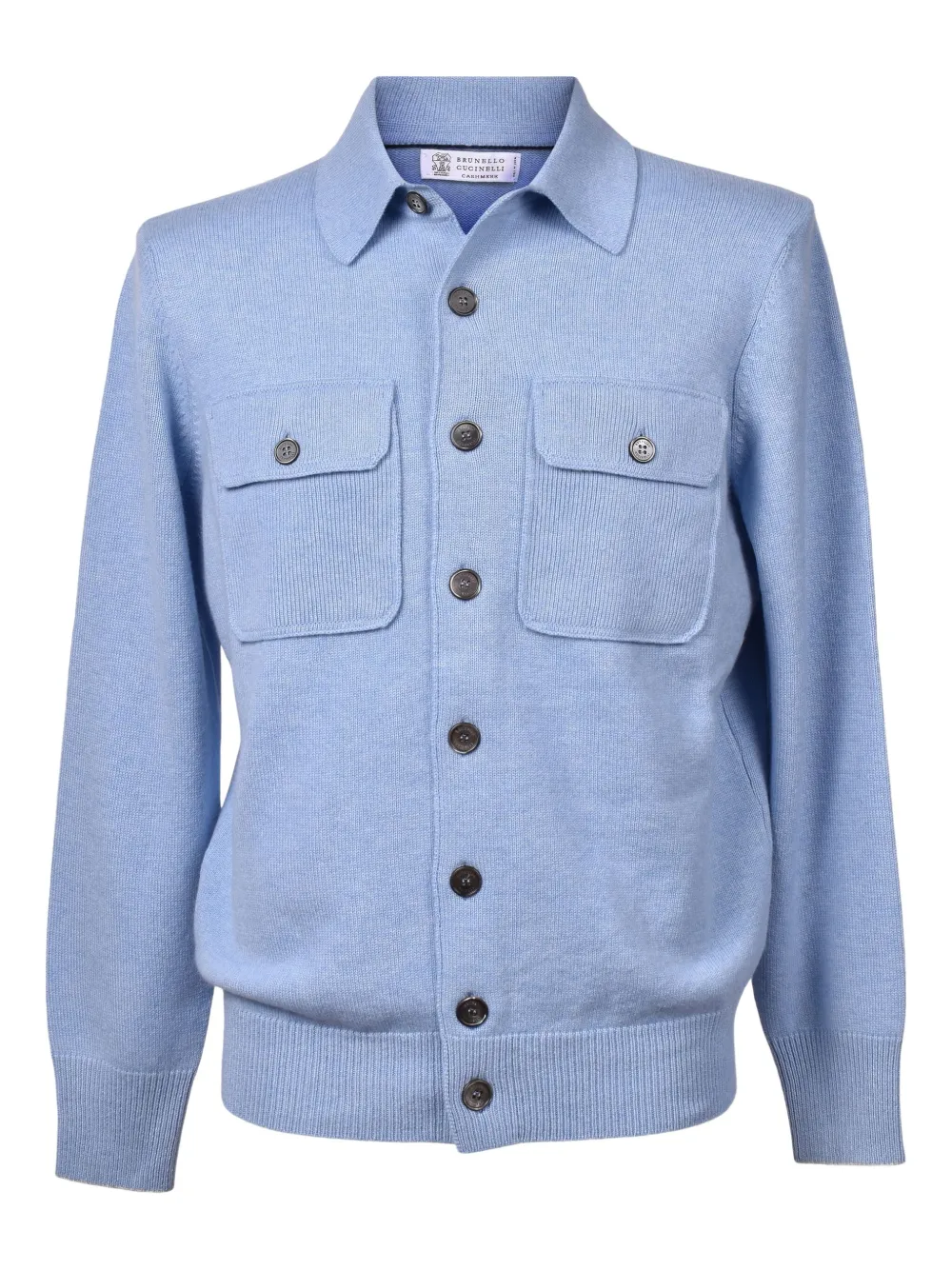 Brunello Cucinelli Buttoned Patch-pocket Wool Cardigan In Blue
