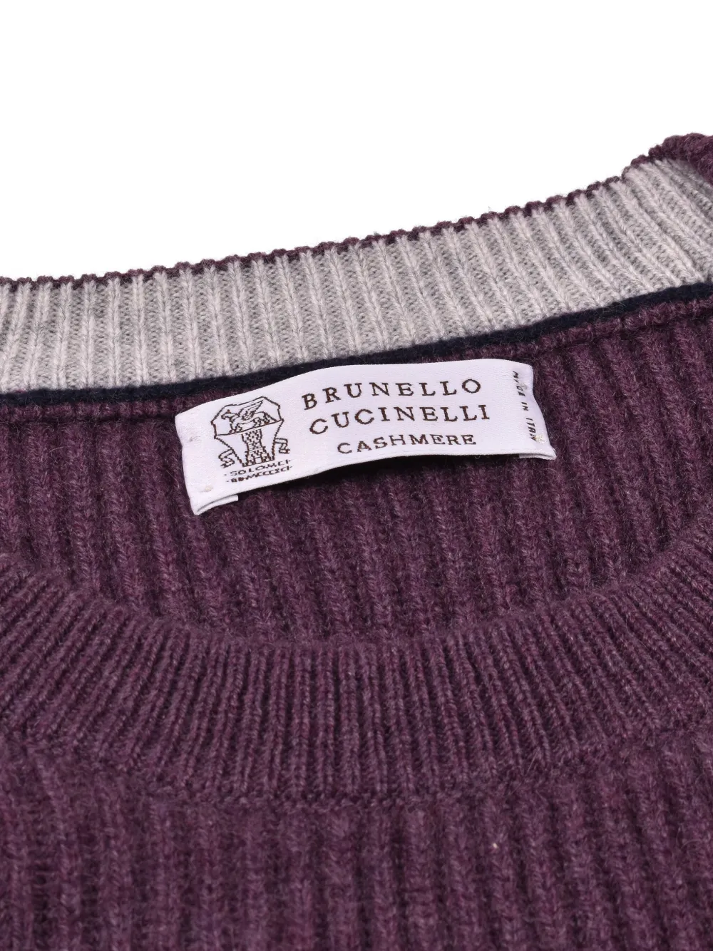 Brunello Cucinelli Ribbed Cashmere Sweater In Purple