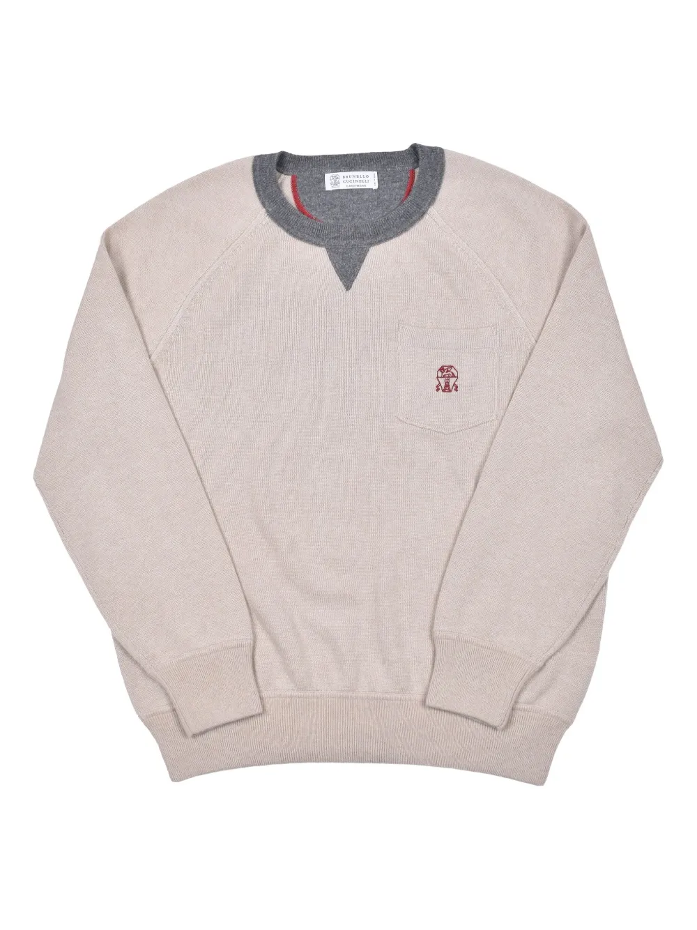 Brunello Cucinelli Trui met raglan mouwen en geborduurd logo Beige