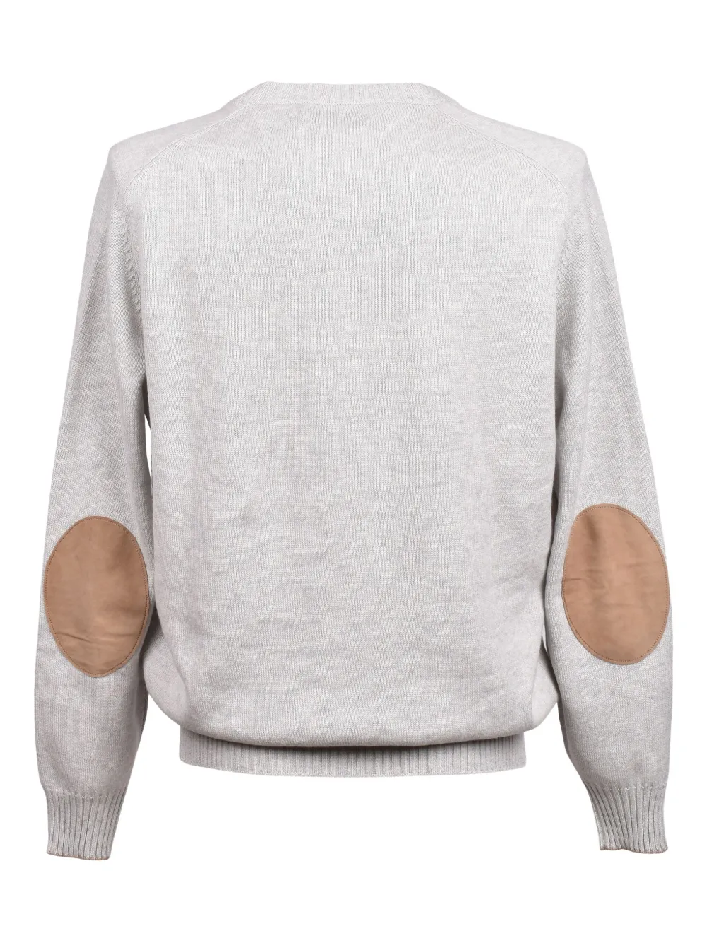 Brunello Cucinelli Wollen trui met suède elleboogpatch - Grijs