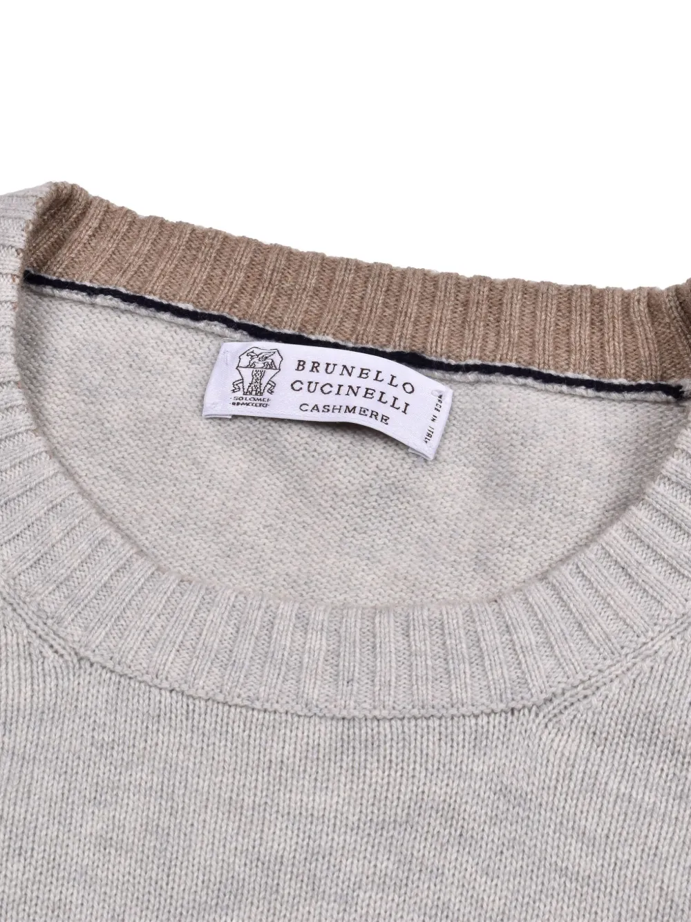 Brunello Cucinelli Wollen trui met suède elleboogpatch Grijs
