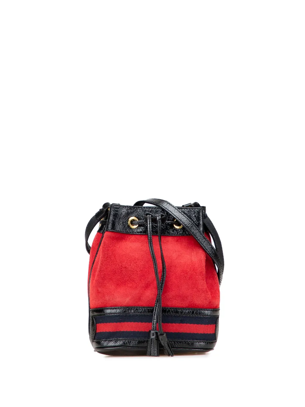 2016-2025 Mini Suede and Patent Web Ophidia bucket bag