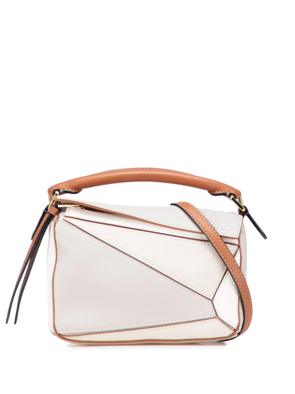 Pre-owned Loewe 2021 Mini Tricolor Calfskin Puzzle Satchel In Gray