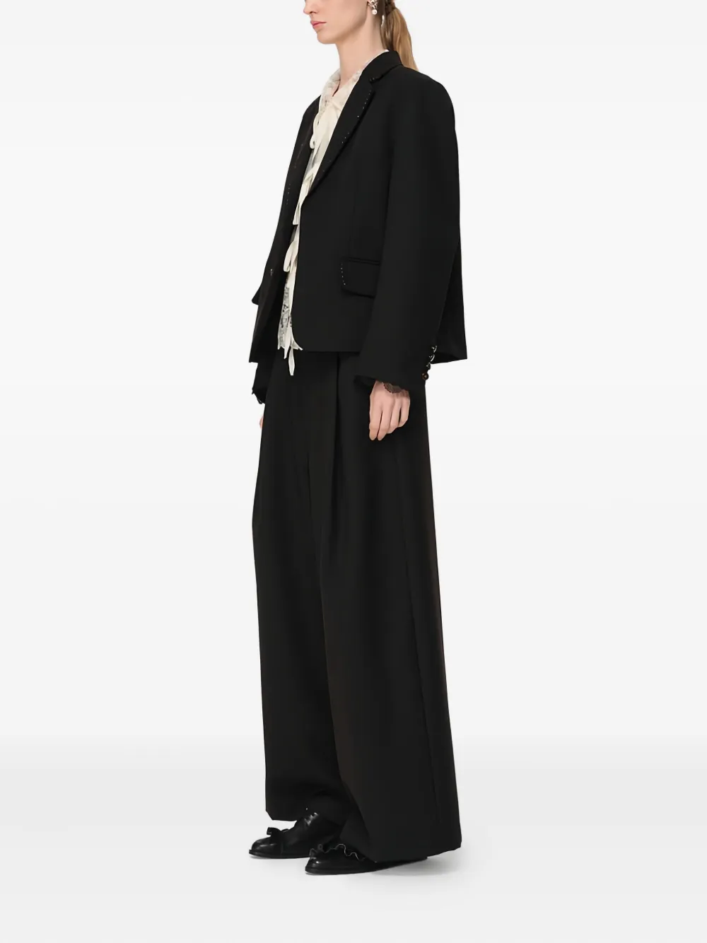 Renli Su Lace-trimmed Button Blazer In Multi