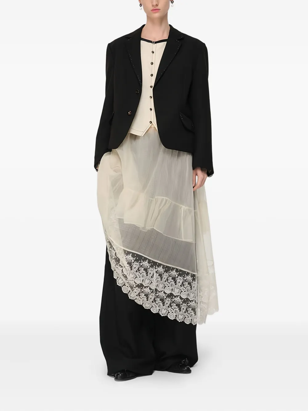 Renli Su lace-trimmed button blazer | Blazers | Image 2