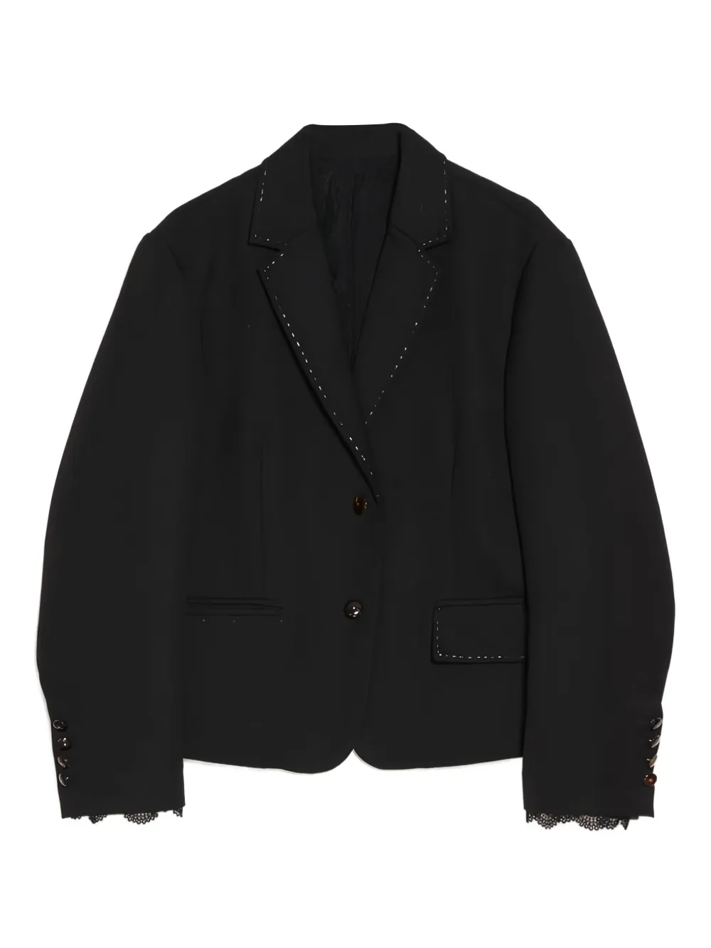 Renli Su lace-trimmed button blazer | Black | Image 1