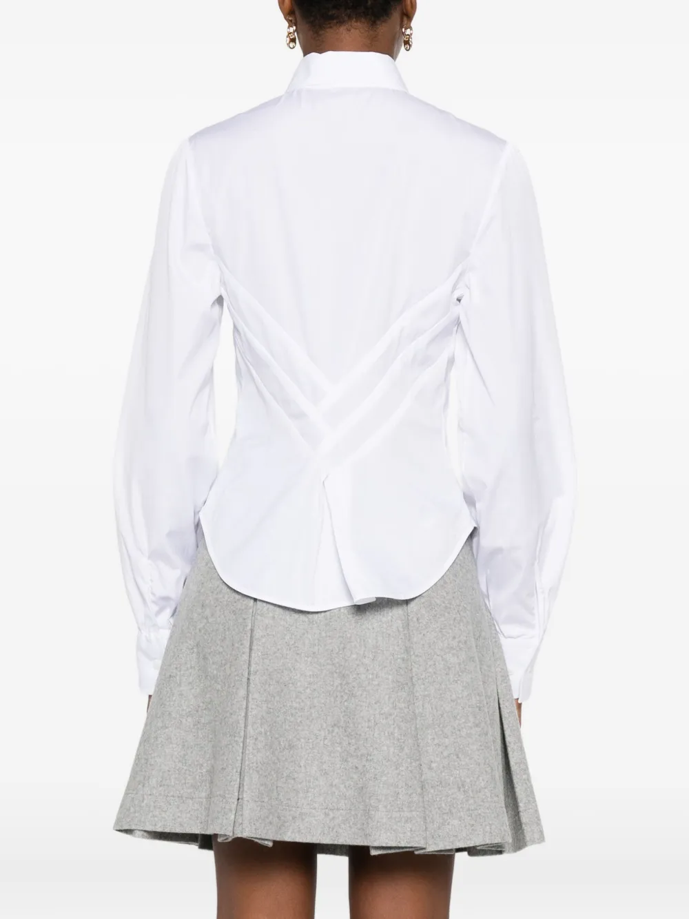 Ermanno Scervino Ruched-panel Collared Shirt In White