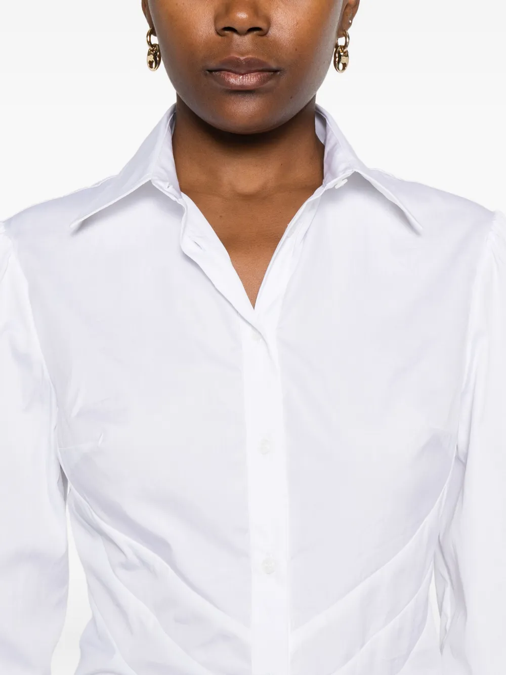Ermanno Scervino Ruched-panel Collared Shirt In White