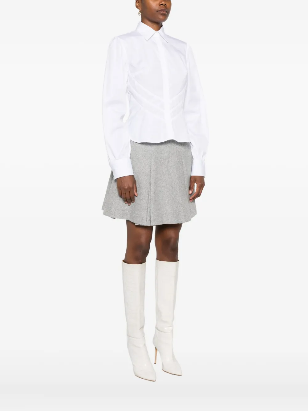 Ermanno Scervino Ruched-panel Collared Shirt In White