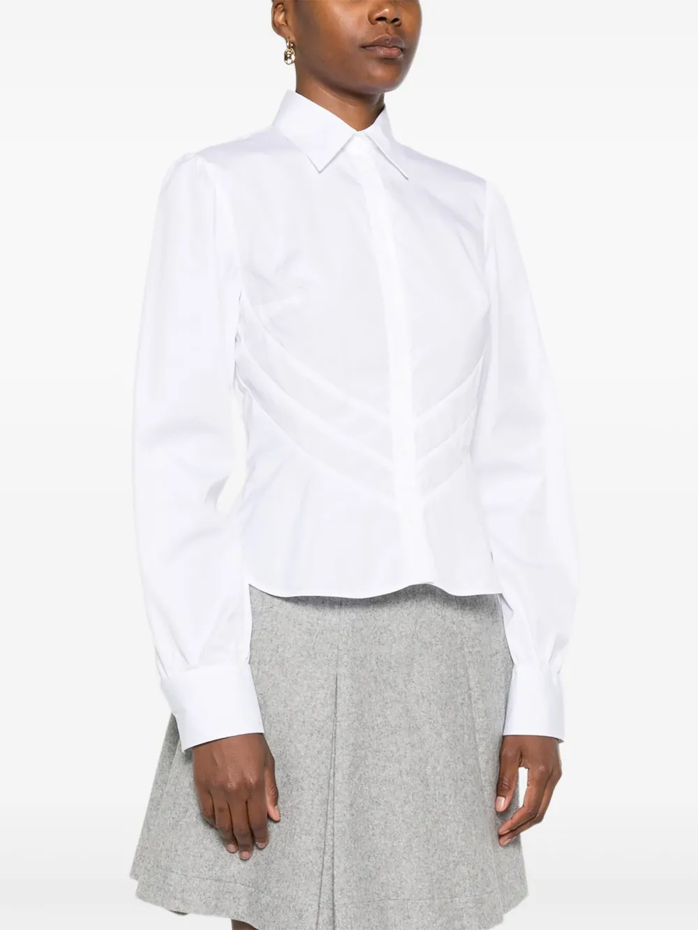  Ermanno Scervino Ruched-panel Collared Shirt - White 