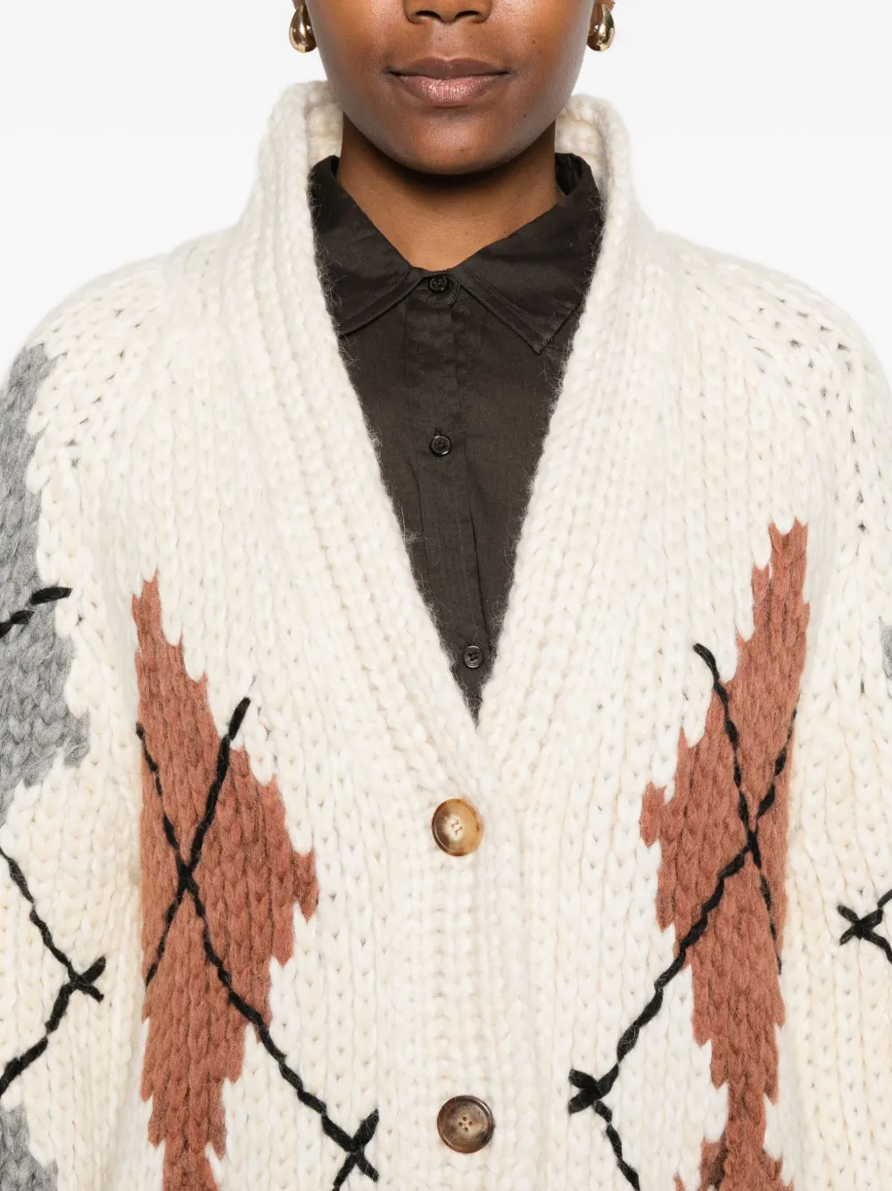 Ermanno Scervino Argyle-pattern Buttoned Cardigan In Multi