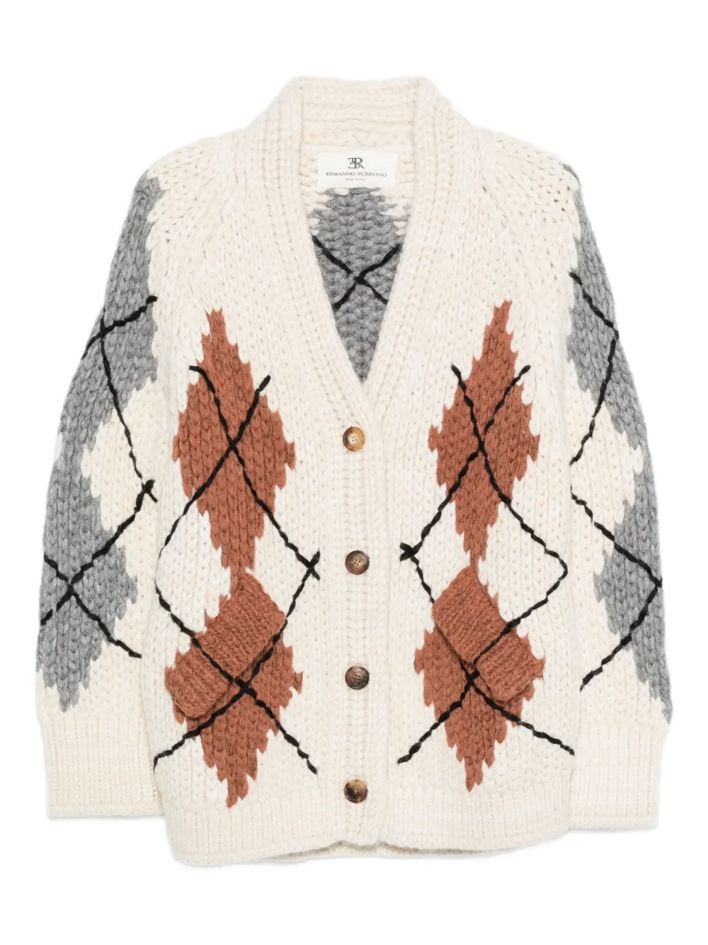 Ermanno Scervino argyle-pattern knitted cardigan | White | Image 1