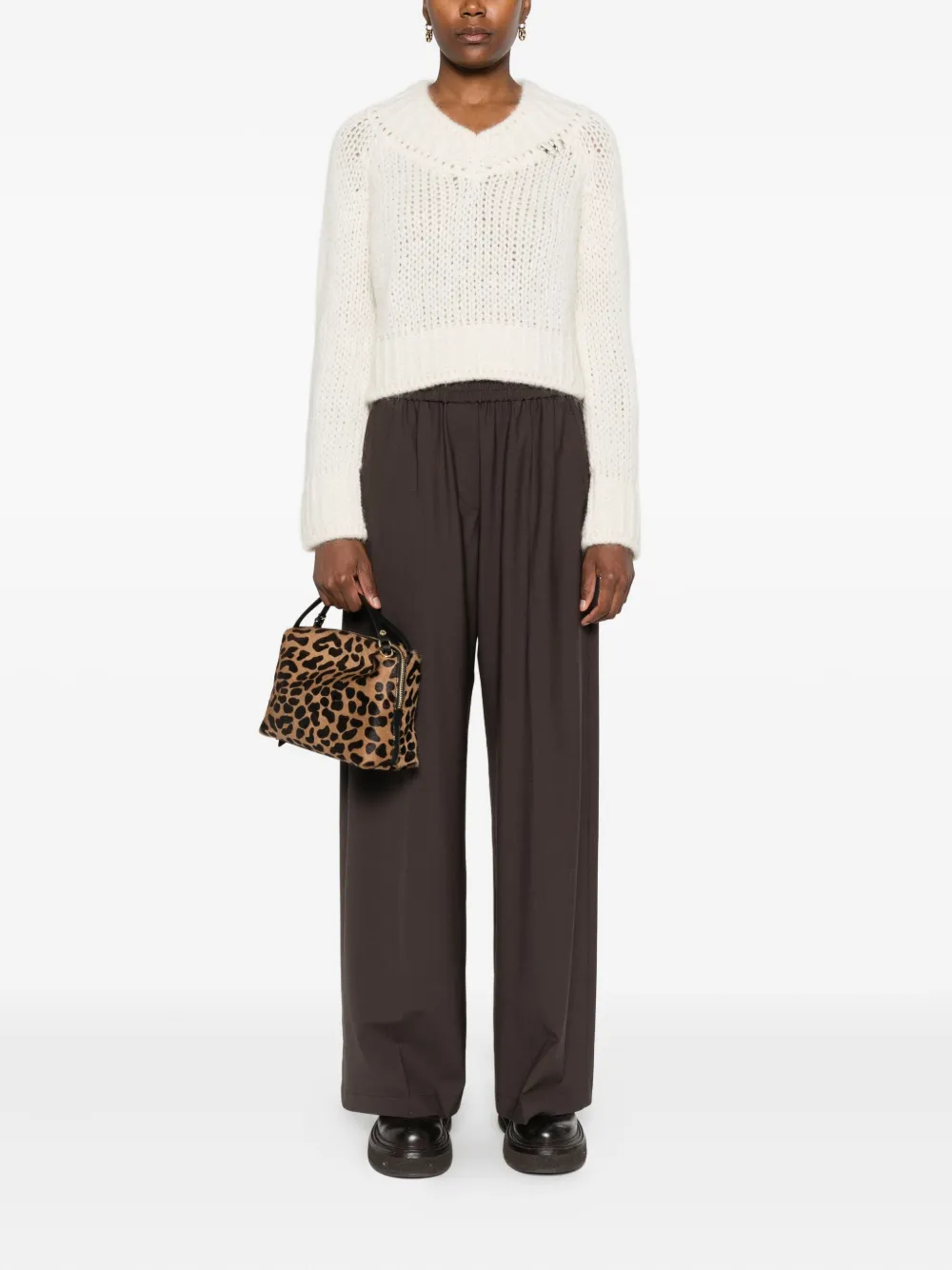 Ermanno Scervino V-neck Cropped Sweater In White