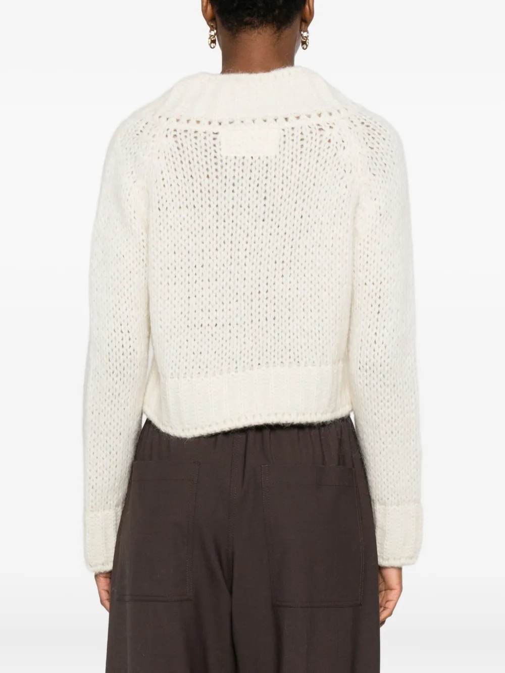 Ermanno Scervino V-neck Cropped Sweater In White