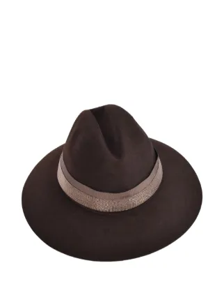 Brunello Cucinelli Felt fedora with leather band. Brunello Cucinelli Felt fedora with Precious leather band  main image 4