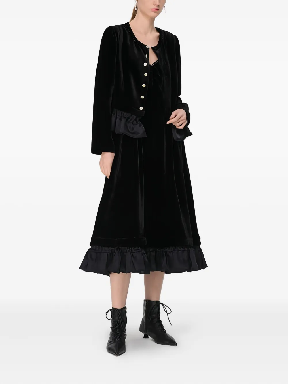 Renli Su ruffled-trim velvet jacket | Fitted Jackets | Image 2