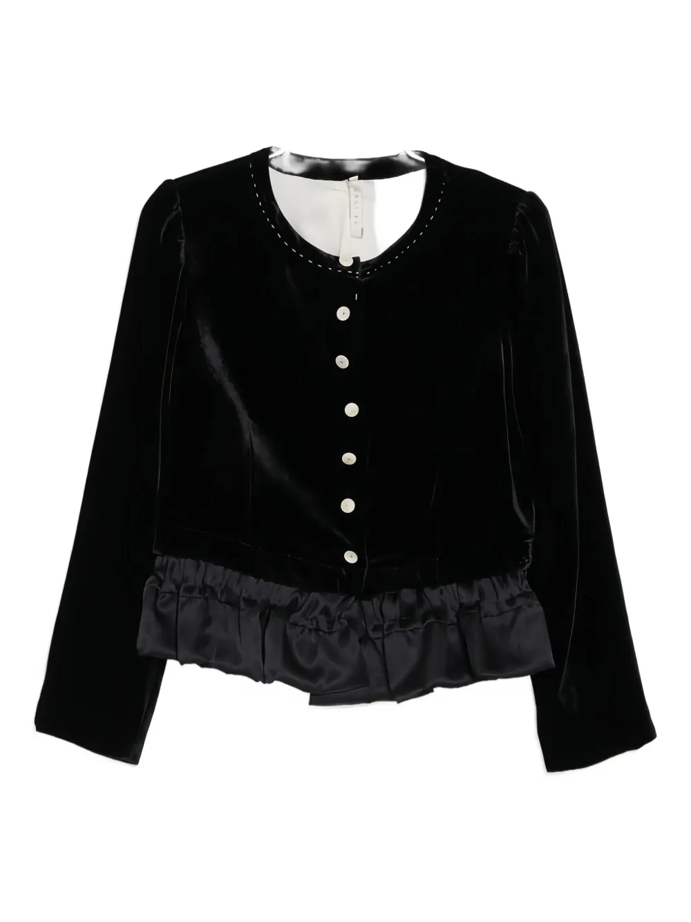 Renli Su ruffled-trim velvet jacket | Black | Image 1