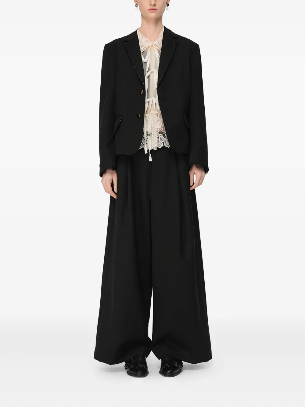 Renli Su pleated wide-leg trousers - Zwart