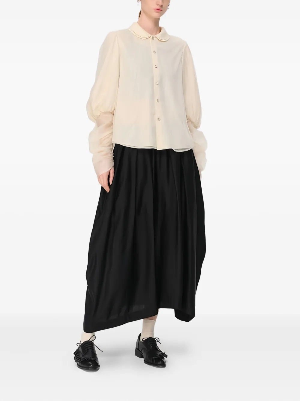Renli Su pleated panelled skirt - Zwart