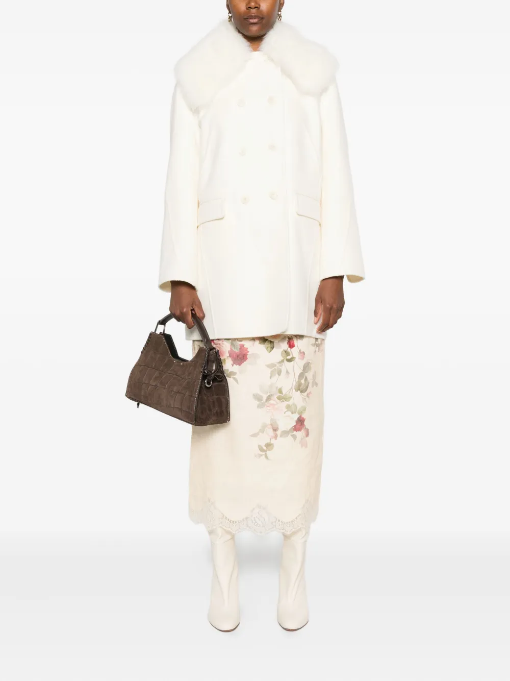 Ermanno Scervino shearling-trim double-breasted coat | Faux Fur & Shearling Coats | Image 2